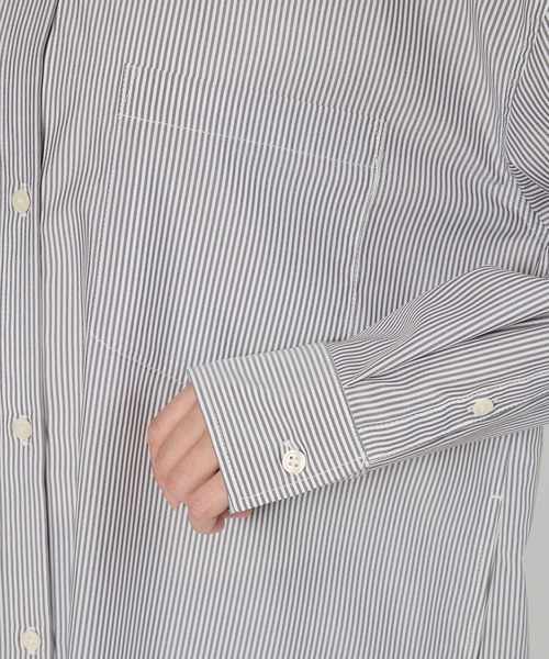 BARNYARDSTORM（バンヤードストーム）の「BARNYARDSTORM / ストライプシャツワンピース / ハンドウォッシャブル（ワンピース・レディース・ブラック系その他/ブルー系その他・FREE）」の7枚目の写真