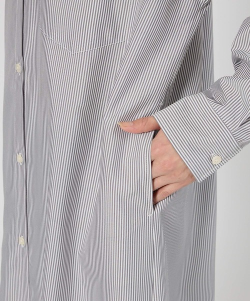 BARNYARDSTORM（バンヤードストーム）の「BARNYARDSTORM / ストライプシャツワンピース / ハンドウォッシャブル（ワンピース・レディース・ブラック系その他/ブルー系その他・FREE）」の8枚目の写真