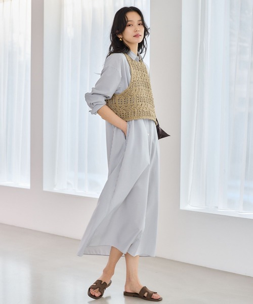 BARNYARDSTORM（バンヤードストーム）の「BARNYARDSTORM / ストライプシャツワンピース / ハンドウォッシャブル（ワンピース・レディース・ブラック系その他/ブルー系その他・FREE）」の13枚目の写真