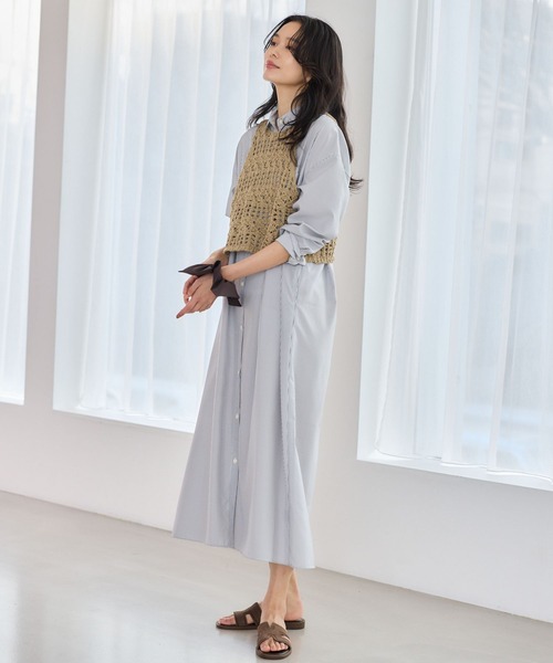 BARNYARDSTORM（バンヤードストーム）の「BARNYARDSTORM / ストライプシャツワンピース / ハンドウォッシャブル（ワンピース・レディース・ブラック系その他/ブルー系その他・FREE）」の15枚目の写真