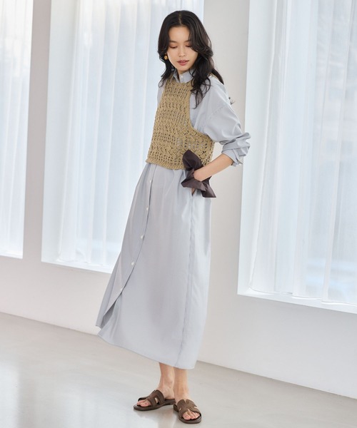 BARNYARDSTORM（バンヤードストーム）の「BARNYARDSTORM / ストライプシャツワンピース / ハンドウォッシャブル（ワンピース・レディース・ブラック系その他/ブルー系その他・FREE）」の16枚目の写真