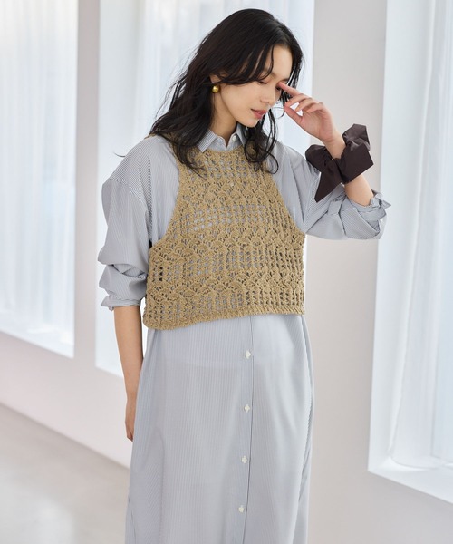 BARNYARDSTORM（バンヤードストーム）の「BARNYARDSTORM / ストライプシャツワンピース / ハンドウォッシャブル（ワンピース・レディース・ブラック系その他/ブルー系その他・FREE）」の18枚目の写真