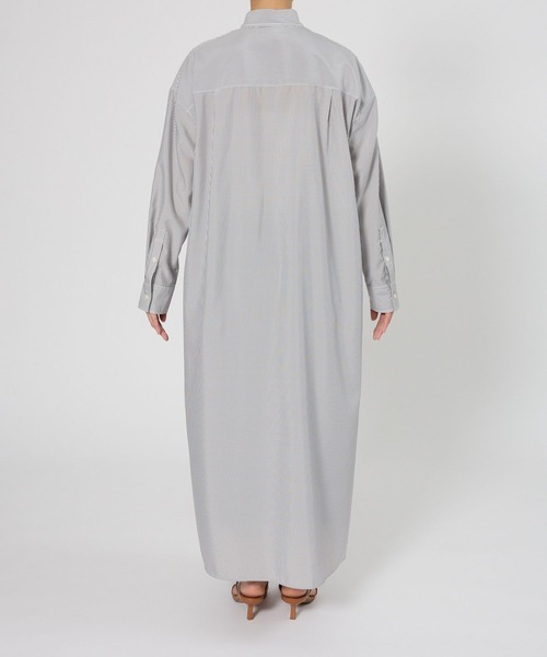 BARNYARDSTORM（バンヤードストーム）の「BARNYARDSTORM / ストライプシャツワンピース / ハンドウォッシャブル（ワンピース・レディース・ブラック系その他/ブルー系その他・FREE）」の4枚目の写真