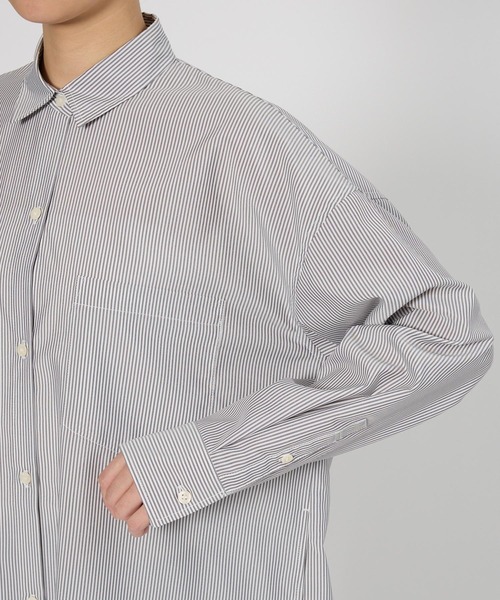 BARNYARDSTORM（バンヤードストーム）の「BARNYARDSTORM / ストライプシャツワンピース / ハンドウォッシャブル（ワンピース・レディース・ブラック系その他/ブルー系その他・FREE）」の9枚目の写真