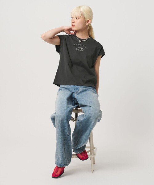 コットン ロゴプリント フレンチスリーブ Tシャツ（Tシャツ/カットソー