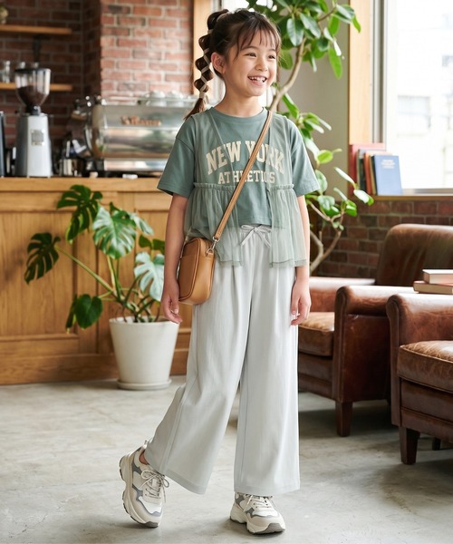 NAVY(ネイビー)の「SARARI イージーワイドパンツ 接触冷感機能付きのTPUクールドライ素材(その他パンツ・キッズ・ミント/ブラック/サックスブルー・130cm/140cm/150cm/160cm)」の12枚目の写真