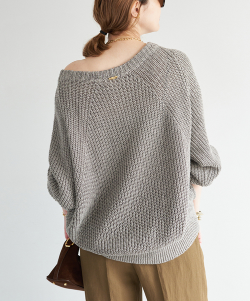 Deuxieme Classe（ドゥーズィエムクラス）の「*追加 Lily Linen アゼ プルオーバー（ニット/セーター・レディース・チャコールグレー/ベージュ/ホワイト・FREE）」の10枚目の写真