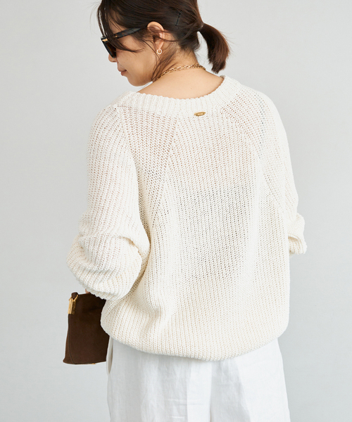 Deuxieme Classe（ドゥーズィエムクラス）の「*追加 Lily Linen アゼ プルオーバー（ニット/セーター・レディース・チャコールグレー/ベージュ/ホワイト・FREE）」の17枚目の写真