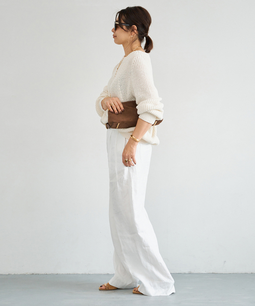 Deuxieme Classe（ドゥーズィエムクラス）の「*追加 Lily Linen アゼ プルオーバー（ニット/セーター・レディース・チャコールグレー/ベージュ/ホワイト・FREE）」の18枚目の写真