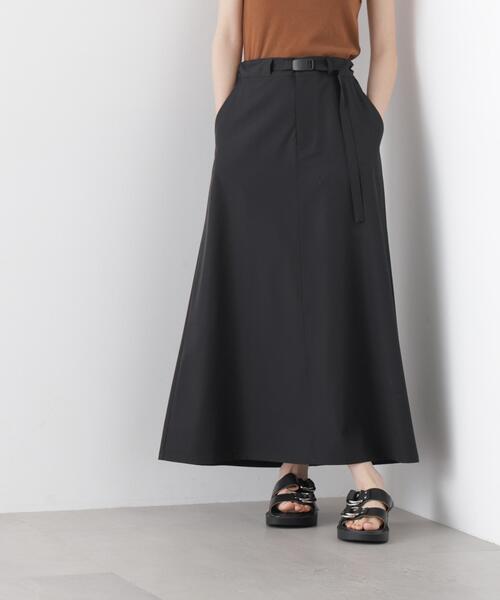 NANO universe（ナノユニバース）の「多機能2wayストレッチ ベルテッドセミフレアマキシスカート(セットアップ可)（スカート・レディース・ネイビー/ブラック/ベージュ・FREE）」の18枚目の写真