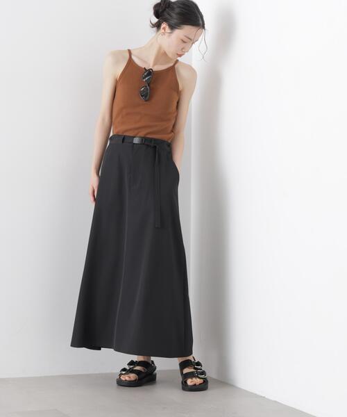 NANO universe（ナノユニバース）の「多機能2wayストレッチ ベルテッドセミフレアマキシスカート(セットアップ可)（スカート・レディース・ネイビー/ブラック/ベージュ・FREE）」の20枚目の写真