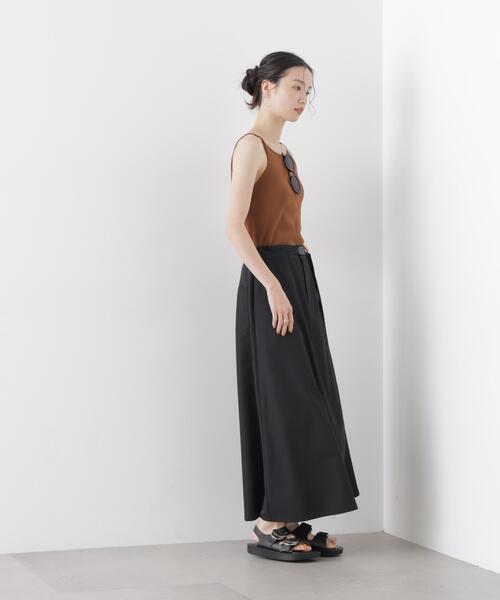 NANO universe（ナノユニバース）の「多機能2wayストレッチ ベルテッドセミフレアマキシスカート(セットアップ可)（スカート・レディース・ネイビー/ブラック/ベージュ・FREE）」の22枚目の写真