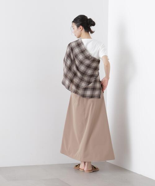 NANO universe（ナノユニバース）の「多機能2wayストレッチ ベルテッドセミフレアマキシスカート(セットアップ可)（スカート・レディース・ネイビー/ブラック/ベージュ・FREE）」の8枚目の写真