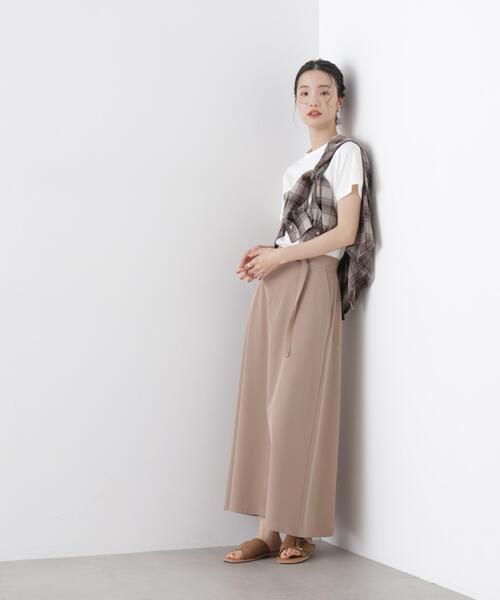 NANO universe（ナノユニバース）の「多機能2wayストレッチ ベルテッドセミフレアマキシスカート(セットアップ可)（スカート・レディース・ネイビー/ブラック/ベージュ・FREE）」の9枚目の写真