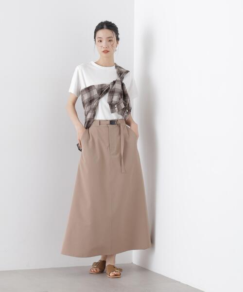 NANO universe（ナノユニバース）の「多機能2wayストレッチ ベルテッドセミフレアマキシスカート(セットアップ可)（スカート・レディース・ネイビー/ブラック/ベージュ・FREE）」の10枚目の写真