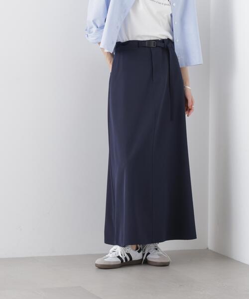 NANO universe（ナノユニバース）の「多機能2wayストレッチ ベルテッドセミフレアマキシスカート(セットアップ可)（スカート・レディース・ネイビー/ブラック/ベージュ・FREE）」の11枚目の写真