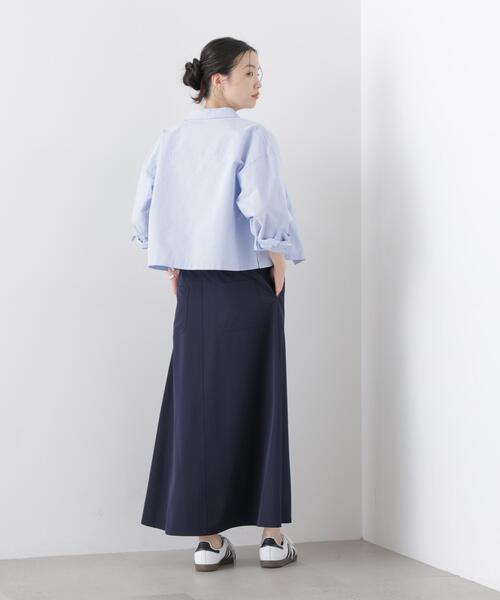 NANO universe（ナノユニバース）の「多機能2wayストレッチ ベルテッドセミフレアマキシスカート(セットアップ可)（スカート・レディース・ネイビー/ブラック/ベージュ・FREE）」の16枚目の写真