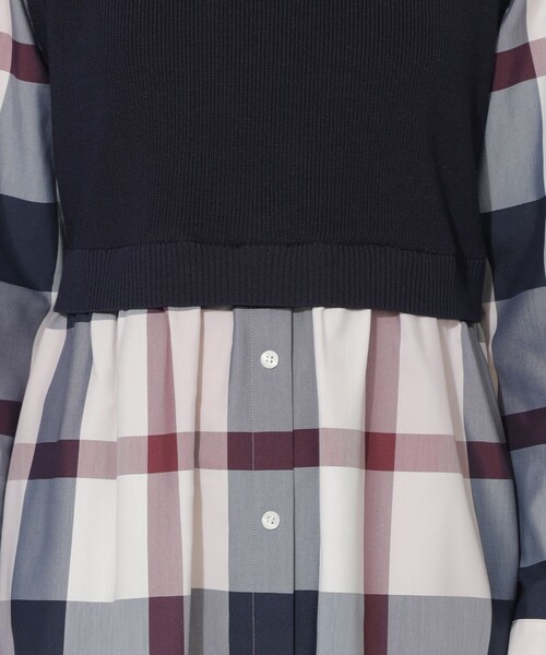 BLUE LABEL CRESTBRIDGE(ブルーレーベルクレストブリッジ)の「【WEB限定】クレストブリッジチェックニットコンビドレス(ワンピース・レディース・パープル系その他4/ブルー系その他2・38/36)」の12枚目の写真