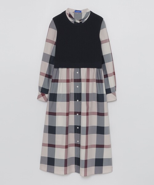 BLUE LABEL CRESTBRIDGE(ブルーレーベルクレストブリッジ)の「【WEB限定】クレストブリッジチェックニットコンビドレス(ワンピース・レディース・パープル系その他4/ブルー系その他2・38/36)」の16枚目の写真