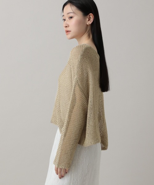 A part by(アパートバイ)の「【UVカット】メッシュニットプルオーバー(ニット/セーター・レディース・ベージュ/グリーン/オフホワイト/ライトグレー・FREE)」の6枚目の写真