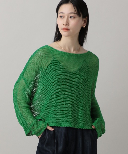 A part by(アパートバイ)の「【UVカット】メッシュニットプルオーバー(ニット/セーター・レディース・ベージュ/グリーン/オフホワイト/ライトグレー・FREE)」の7枚目の写真