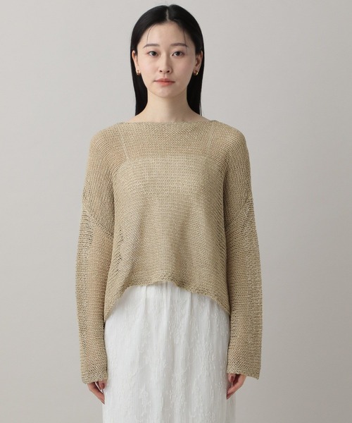 A part by(アパートバイ)の「【UVカット】メッシュニットプルオーバー(ニット/セーター・レディース・ベージュ/グリーン/オフホワイト/ライトグレー・FREE)」の8枚目の写真