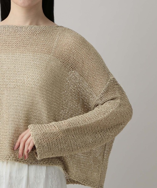 A part by(アパートバイ)の「【UVカット】メッシュニットプルオーバー(ニット/セーター・レディース・ベージュ/グリーン/オフホワイト/ライトグレー・FREE)」の12枚目の写真