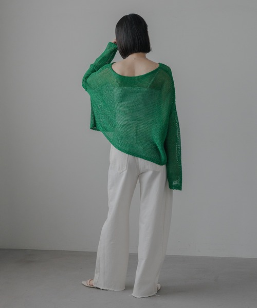 A part by(アパートバイ)の「【UVカット】メッシュニットプルオーバー(ニット/セーター・レディース・ベージュ/グリーン/オフホワイト/ライトグレー・FREE)」の19枚目の写真
