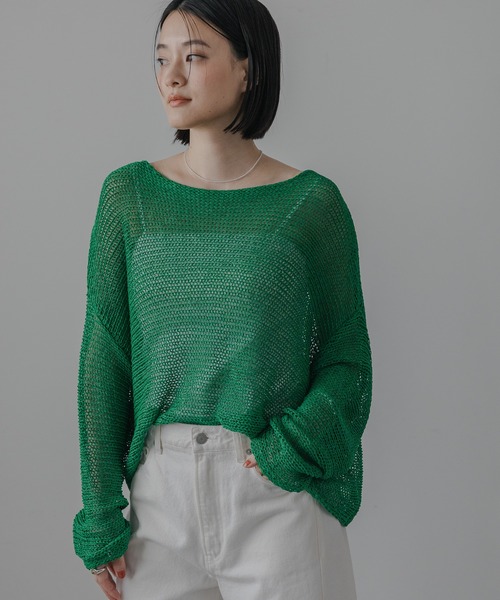 A part by(アパートバイ)の「【UVカット】メッシュニットプルオーバー(ニット/セーター・レディース・ベージュ/グリーン/オフホワイト/ライトグレー・FREE)」の20枚目の写真