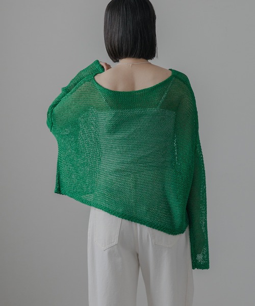 A part by(アパートバイ)の「【UVカット】メッシュニットプルオーバー(ニット/セーター・レディース・ベージュ/グリーン/オフホワイト/ライトグレー・FREE)」の21枚目の写真