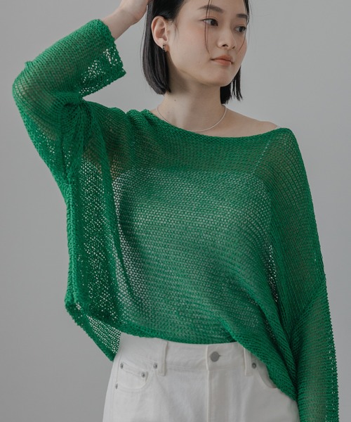 A part by(アパートバイ)の「【UVカット】メッシュニットプルオーバー(ニット/セーター・レディース・ベージュ/グリーン/オフホワイト/ライトグレー・FREE)」の22枚目の写真