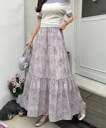 刺繍花柄ロングスカート フレアスカート 春 高見え