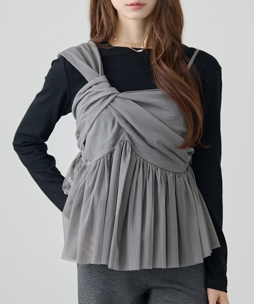 DAYRA(デイラ)の「ソリッドカラー ラウンドネック ベーシック 長袖 プルオーバー(Tシャツ/カットソー・レディース・ベージュ/チャコールグレー/ホワイト/ブラック/グレー・FREE)」の9枚目の写真