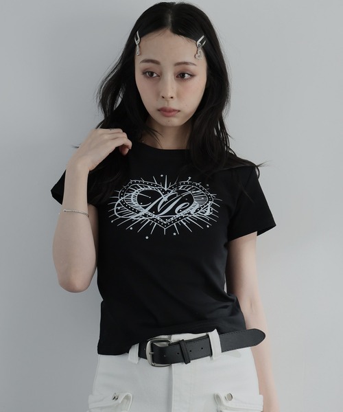 Ulysses(ユリシス)の「ハートプリントクルーネックTシャツ(Tシャツ/カットソー・レディース・グレー/ブラック・M/S)」の19枚目の写真