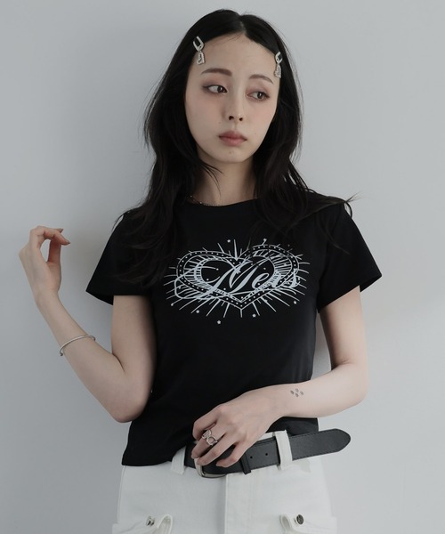 Ulysses(ユリシス)の「ハートプリントクルーネックTシャツ(Tシャツ/カットソー・レディース・グレー/ブラック・M/S)」の20枚目の写真
