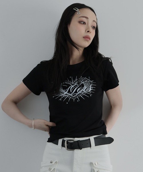 Ulysses(ユリシス)の「ハートプリントクルーネックTシャツ(Tシャツ/カットソー・レディース・グレー/ブラック・M/S)」の21枚目の写真