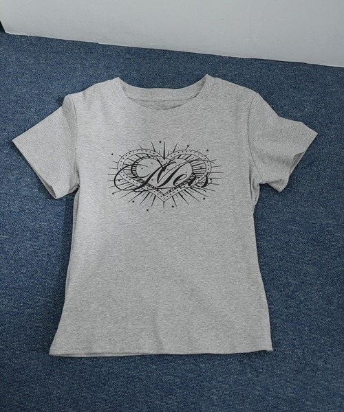 Ulysses(ユリシス)の「ハートプリントクルーネックTシャツ(Tシャツ/カットソー・レディース・グレー/ブラック・M/S)」の17枚目の写真