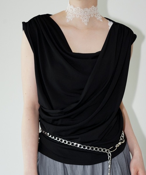 chuclla（チュクラ）の「ドレープオフショルダートップス chw26s226（Tシャツ/カットソー・レディース・ホワイト/ブラック・FREE）」の2枚目の写真