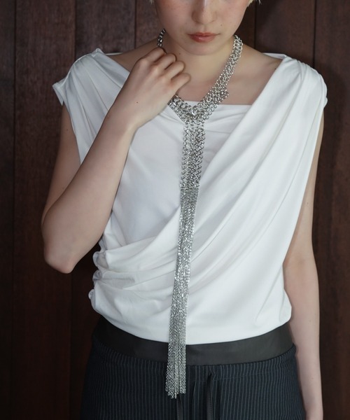 chuclla（チュクラ）の「ドレープオフショルダートップス chw26s226（Tシャツ/カットソー・レディース・ホワイト/ブラック・FREE）」の4枚目の写真