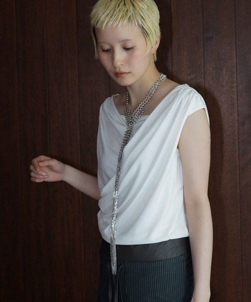 chuclla（チュクラ）の「ドレープオフショルダートップス chw26s226（Tシャツ/カットソー・レディース・ホワイト/ブラック・FREE）」の5枚目の写真