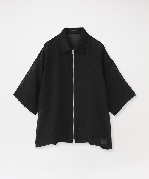 LOVELESS(ラブレス)の「カラミジップショートスリーブシャツ(シャツ/ブラウス・メンズ・ブラック/グレー系その他・M/L)」の1枚目の写真