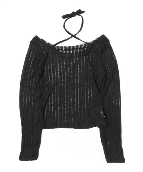 Never mind the XU / Chikashitsu+(ネバーマインド ザ エックスユー / チカシツプラス)の「【nmtc+】sheer summer knit / 【エヌエムティーシープラス】シアーメッシュサマーニット(Tシャツ/カットソー・レディース・グレー/ホワイト/ブラック・ONE SIZE)」の8枚目の写真