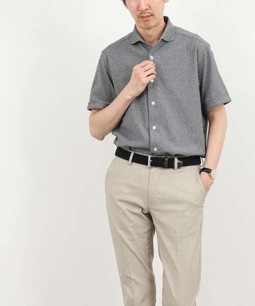 NOLLEY’S（ノーリーズ）の「《ビジカジ対応》リンクス イタリアンカラー半袖シャツ 26SS（シャツ/ブラウス・メンズ・ネイビー/ホワイト/ダークグリーン/グレー・S/M/L/XL）」の6枚目の写真