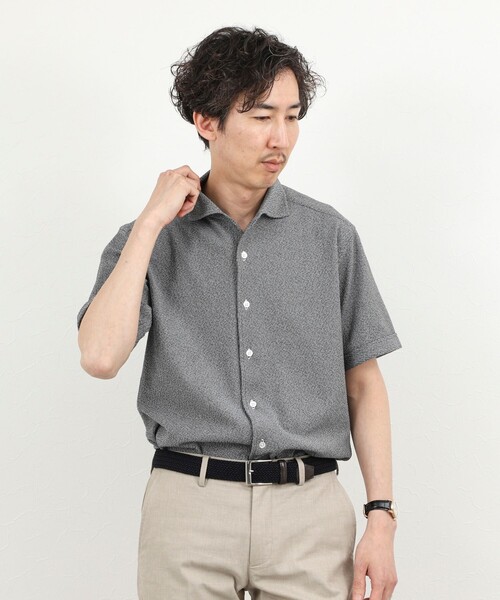 NOLLEY’S（ノーリーズ）の「《ビジカジ対応》リンクス イタリアンカラー半袖シャツ 26SS（シャツ/ブラウス・メンズ・ネイビー/ホワイト/ダークグリーン/グレー・S/M/L/XL）」の7枚目の写真
