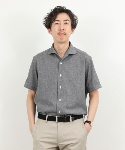 NOLLEY’S（ノーリーズ）の「《ビジカジ対応》リンクス イタリアンカラー半袖シャツ 26SS（シャツ/ブラウス・メンズ・ネイビー/ホワイト/ダークグリーン/グレー・S/M/L/XL）」の8枚目の写真