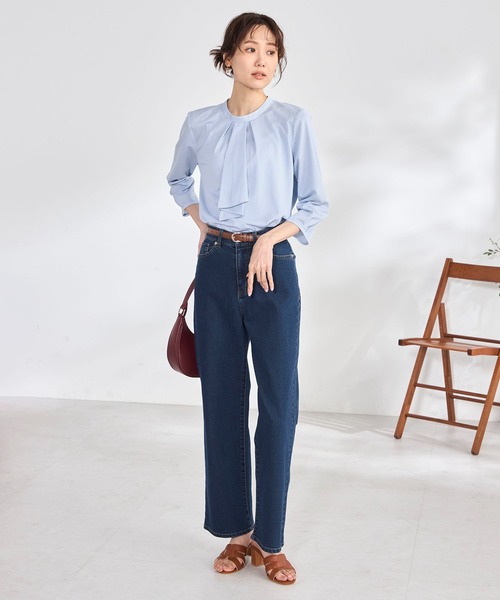 GALLORIA(ギャローリア)の「【吸汗速乾・マルチストレッチ】ラッフルブラウス(シャツ/ブラウス・レディース・ブルー/ライトブルー/ライトグレー・S/M/LL/L)」の8枚目の写真