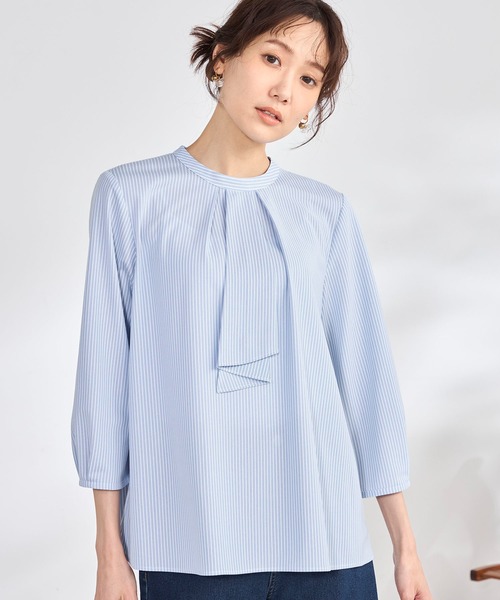 GALLORIA(ギャローリア)の「【吸汗速乾・マルチストレッチ】ラッフルブラウス(シャツ/ブラウス・レディース・ブルー/ライトブルー/ライトグレー・S/M/LL/L)」の9枚目の写真