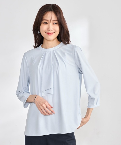 GALLORIA(ギャローリア)の「【吸汗速乾・マルチストレッチ】ラッフルブラウス(シャツ/ブラウス・レディース・ブルー/ライトブルー/ライトグレー・S/M/LL/L)」の13枚目の写真
