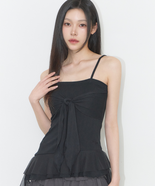 ILLIGO(イリゴ)の「リボンタイスリーブレスブラック(Tシャツ/カットソー・レディース・その他・OS)」の3枚目の写真