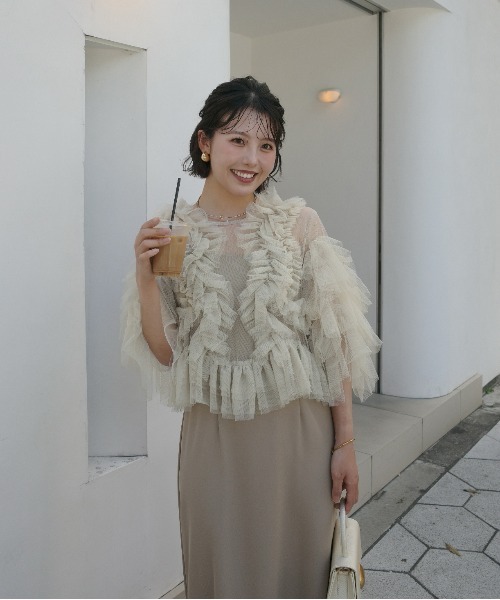 Fluffy tulle tops（その他トップス）｜LE'RURE（リルアー）の